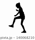 Little girl walks or steps over an obstacle 140068210