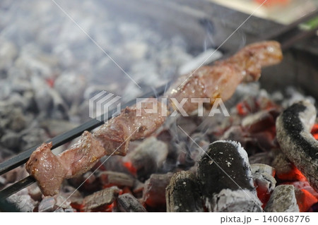 shish kebab on the grill shish kebab on the grill 140068776