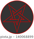 Left-handed inverted interlaced pentagram inside a circle 140068899
