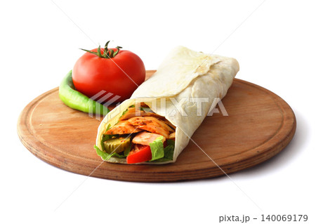 Doner kebab or shawarma sandwich isolated on white background Doner kebab or shawarma sandwich isolated on white background 140069179