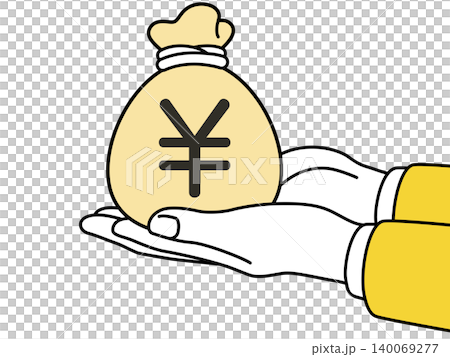 お金と手と円マークとコインを持つ手のイラスト お金と手と円マークとコインを持つ手のイラスト 140069277