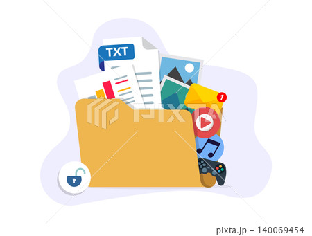 Secure Digital Folder with Multimedia File Types Stock Illustration Secure Digital Folder with Multimedia File Types Stock Illustration 140069454