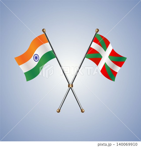 India and Basque lands flag relations. Vector Illustration 140069910