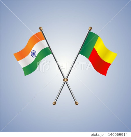 India and Benin flag relations. Vector Illustration India and Benin flag relations. Vector Illustration 140069914