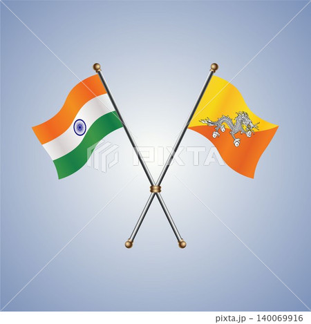 India and Bhutan flag relations. Vector Illustration India and Bhutan flag relations. Vector Illustration 140069916