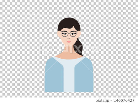 眼鏡の女性のベクターイラスト素材セット 140070427