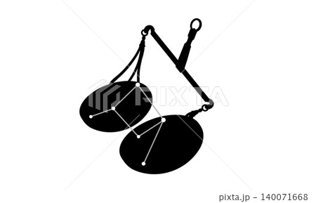 てんびん座のシルエット(天秤の絵と星座線) てんびん座のシルエット(天秤の絵と星座線) 140071668