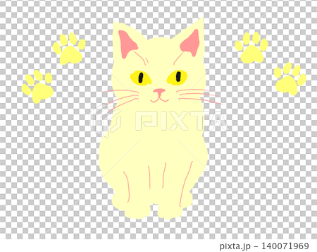 Illustration of a yellow cat (representing happiness and good fortune) Illustration of a yellow cat (representing happiness and good fortune) 140071969