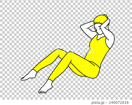 Woman doing abdominal exercises (yellow) Woman doing abdominal exercises (yellow) 140072816