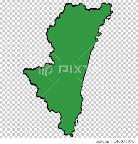 Illustration of a map of Miyazaki Prefecture (green/brushstroke style) Japanese style Illustration of a map of Miyazaki Prefecture (green/brushstroke style) Japanese style 140073070