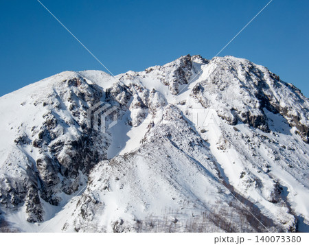 雪山の日光白根山の登山ルートとその周辺 雪山の日光白根山の登山ルートとその周辺 140073380