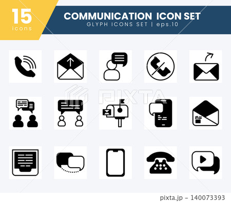 Communication Glyph Icon Set.Vector Illustration Communication Glyph Icon Set.Vector Illustration 140073393