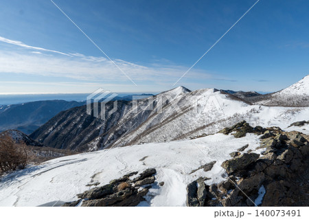 雪山の日光白根山の登山ルートとその周辺 140073491