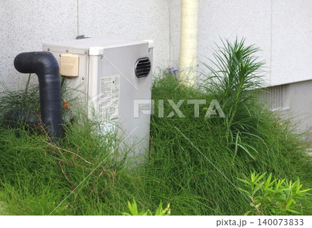 給湯機の周りで育つ雑草の様子 給湯機の周りで育つ雑草の様子 140073833