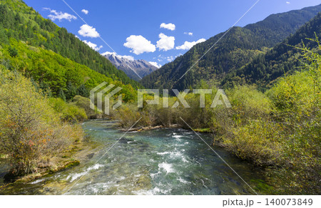Beautiful Rhino Lake in autumn season in Jiuzhaigou Valley National Park, China. Beautiful Rhino Lake in autumn season in Jiuzhaigou Valley National Park, China. 140073849