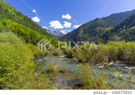 Beautiful Rhino Lake in autumn season in Jiuzhaigou Valley National Park, China. Beautiful Rhino Lake in autumn season in Jiuzhaigou Valley National Park, China. 140073850