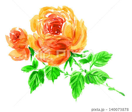 水彩で描いた黄色い薔薇26531pix7 水彩で描いた黄色い薔薇26531pix7 140073878