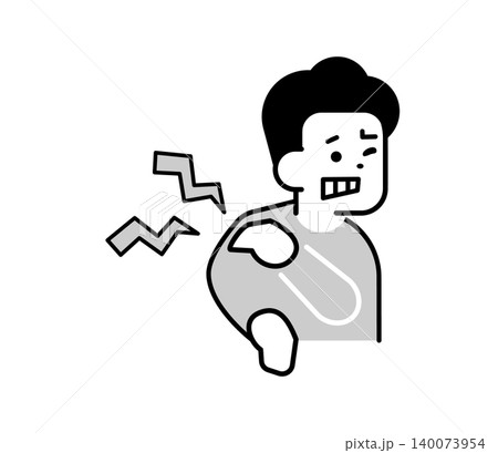 肩の痛みを訴える男性のアイコンイラスト 140073954