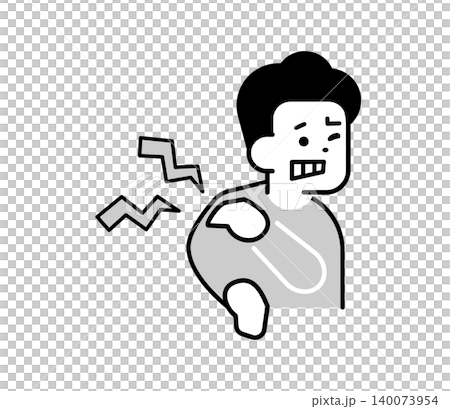肩の痛みを訴える男性のアイコンイラスト 140073954