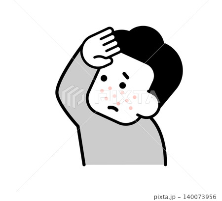顔に発疹が出た男性のアイコンイラスト 顔に発疹が出た男性のアイコンイラスト 140073956