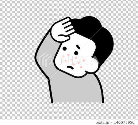 顔に発疹が出た男性のアイコンイラスト 顔に発疹が出た男性のアイコンイラスト 140073956