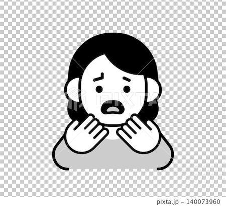 圖示插圖，描繪了一位女性抱怨喉嚨和口腔疼痛的情景。 140073960