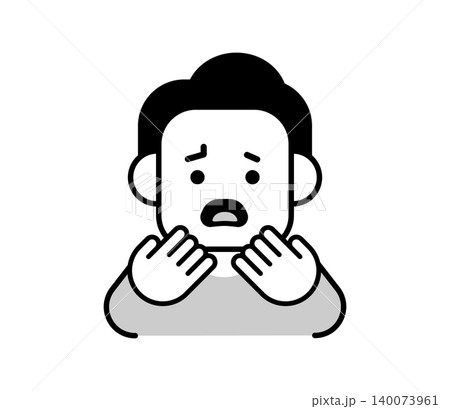 のど・口の痛みを訴える男性のアイコンイラスト のど・口の痛みを訴える男性のアイコンイラスト 140073961
