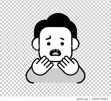 のど・口の痛みを訴える男性のアイコンイラスト のど・口の痛みを訴える男性のアイコンイラスト 140073961