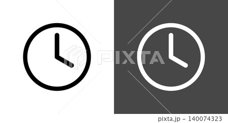 シンプルな時計や時刻のアイコンイラスト 4時 16時 シンプルな時計や時刻のアイコンイラスト 4時 16時 140074323