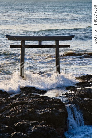 早朝の大洗磯前神社／神磯の鳥居 140075059
