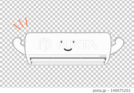 空調的簡單插圖；帶有笑臉的家用電器向量圖。 140075201