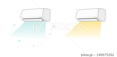 斜めから見たシンプルなエアコンのイラスト クーラーの家電イラスト 暖房と冷房の運転中のエアコン 斜めから見たシンプルなエアコンのイラスト クーラーの家電イラスト 暖房と冷房の運転中のエアコン 140075202