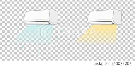 斜めから見たシンプルなエアコンのイラスト クーラーの家電イラスト 暖房と冷房の運転中のエアコン 斜めから見たシンプルなエアコンのイラスト クーラーの家電イラスト 暖房と冷房の運転中のエアコン 140075202