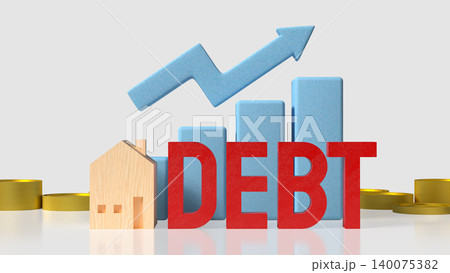 Rising Home Debt With Financial Growth Chart 3d render. Rising Home Debt With Financial Growth Chart 3d render. 140075382