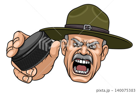 Drill Instructor Sergeant Ice Hockey Sports Mascot 140075383