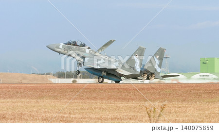 着陸する航空自衛隊飛行教導群F-15DJイーグル 着陸する航空自衛隊飛行教導群F-15DJイーグル 140075859