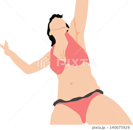 水着を着た女性が浜辺にいるイラスト 水着を着た女性が浜辺にいるイラスト 140075929