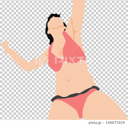 水着を着た女性が浜辺にいるイラスト 水着を着た女性が浜辺にいるイラスト 140075929