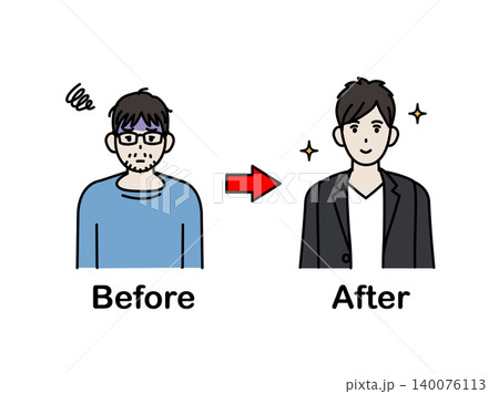 非モテ男からモテる男にイメチェンするイラスト 140076113