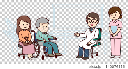 A scene of a doctor and patient meeting in the examination room. A scene of a doctor and patient meeting in the examination room. 140076116