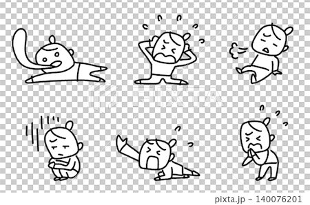ゆるくてかわいい女性のネガティブ感情セット 落ち込む・悩む・困る・疲れる 手描き 線画 ゆるくてかわいい女性のネガティブ感情セット 落ち込む・悩む・困る・疲れる 手描き 線画 140076201