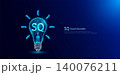 SQ Social Quotient symbol in light bulb style polygon glowing blue on a dark background. Emotional intelligence balance of child brain. Leadership development growth concept. Vector. 140076211
