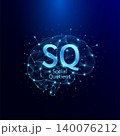 SQ Social Quotient symbol in brain human. Style polygon glowing blue on a dark background. Intelligence balance of child. Leadership development growth concept. Vector. 140076212