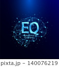 Emotional Quotient EQ symbol in brain human. Style polygon glowing blue on a dark background. Intelligence balance of child. Leadership development growth concept. Vector. 140076219