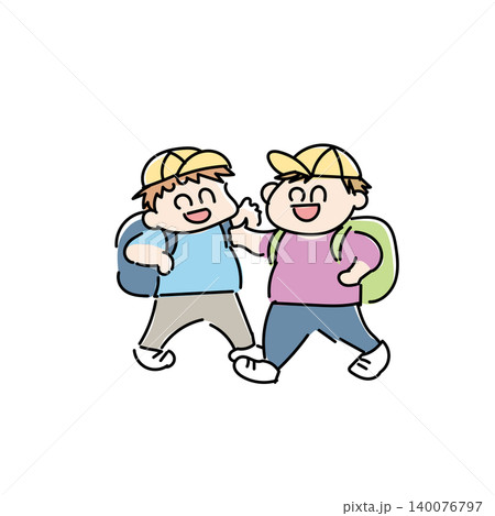2人の小学生男子のイラスト|仲良し男の子・ランドセル・学校イメージ素材 2人の小学生男子のイラスト|仲良し男の子・ランドセル・学校イメージ素材 140076797