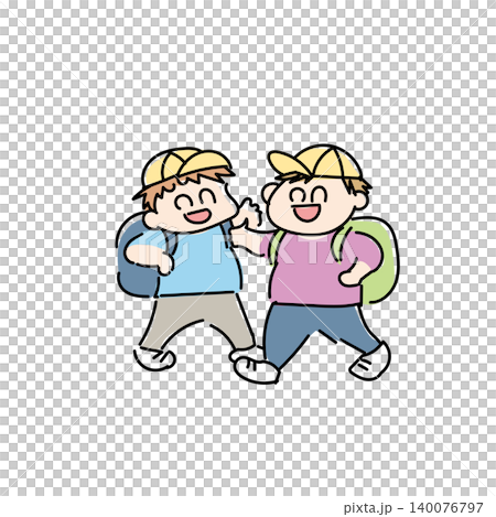 2人の小学生男子のイラスト|仲良し男の子・ランドセル・学校イメージ素材 2人の小学生男子のイラスト|仲良し男の子・ランドセル・学校イメージ素材 140076797