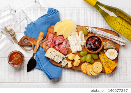 Antipasto platter with cheese and meats 140077257