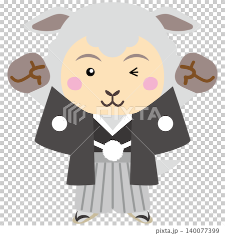 A sheep character raising both hands in joy A sheep character raising both hands in joy 140077399