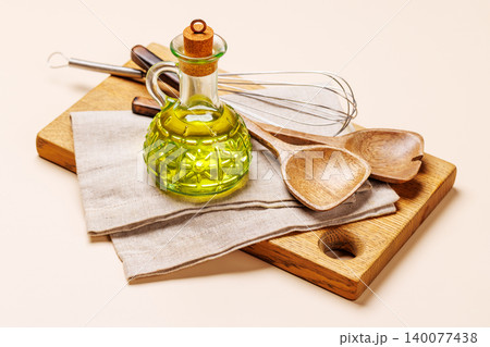 Kitchen utensils and spices on table Kitchen utensils and spices on table 140077438