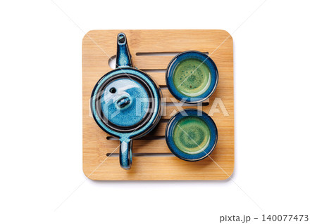 Asian tea ceremony set with teapot and cups 140077473